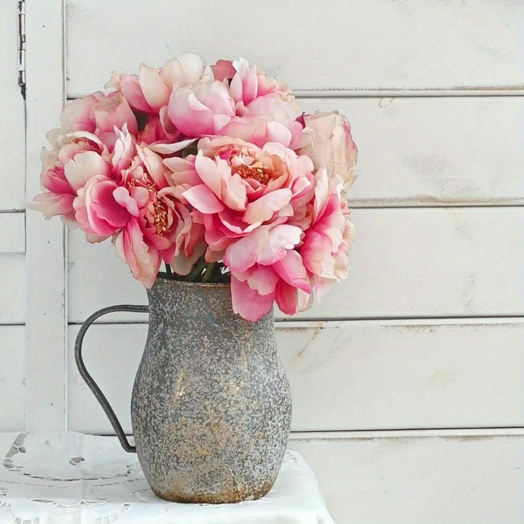 Metal Vintage Vase Farmhouse Decorative Pitcher Rustic Shabby Chic Vase Vintage Flower Vase