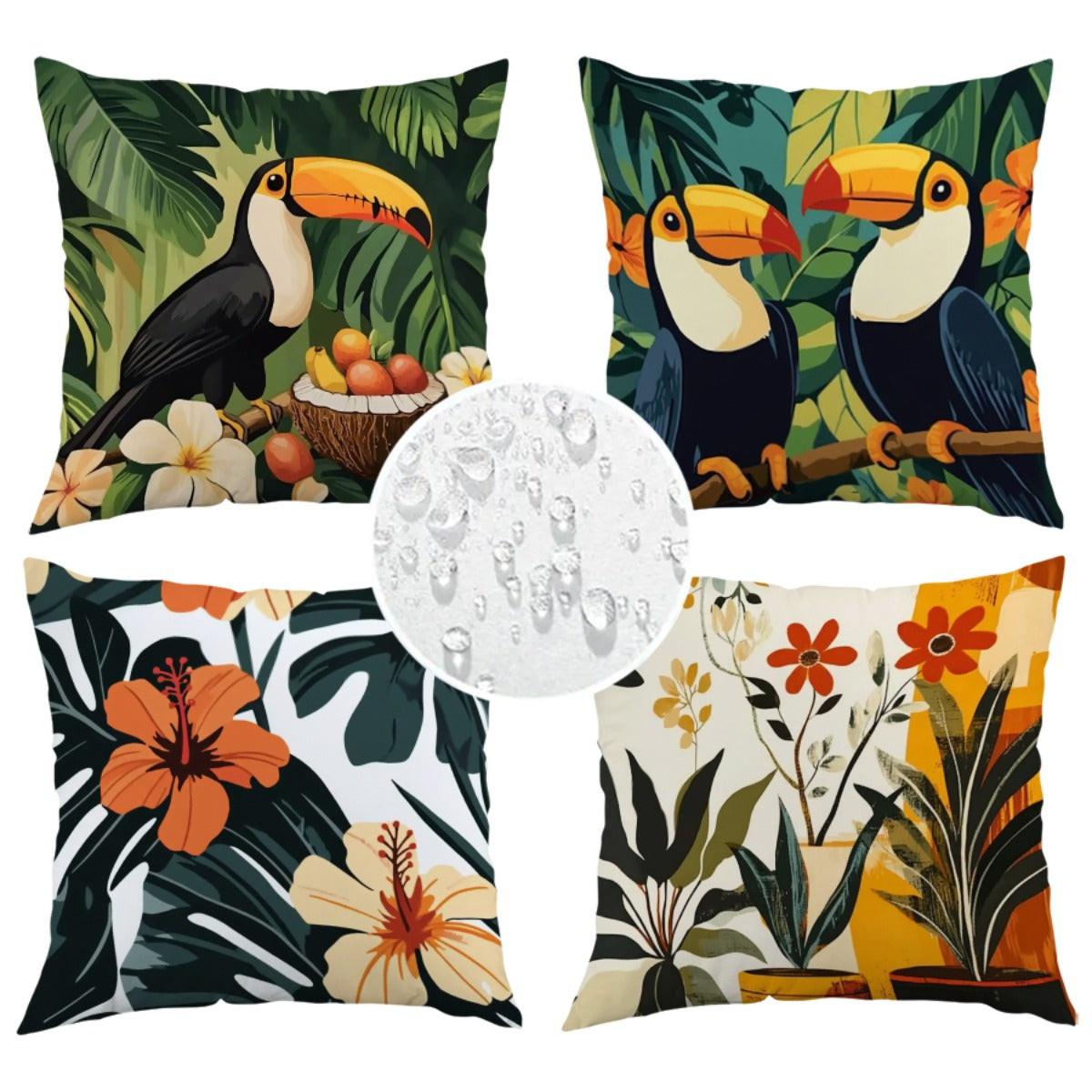 Waterproof Tropical Parrot Print Throw Pillow Covers