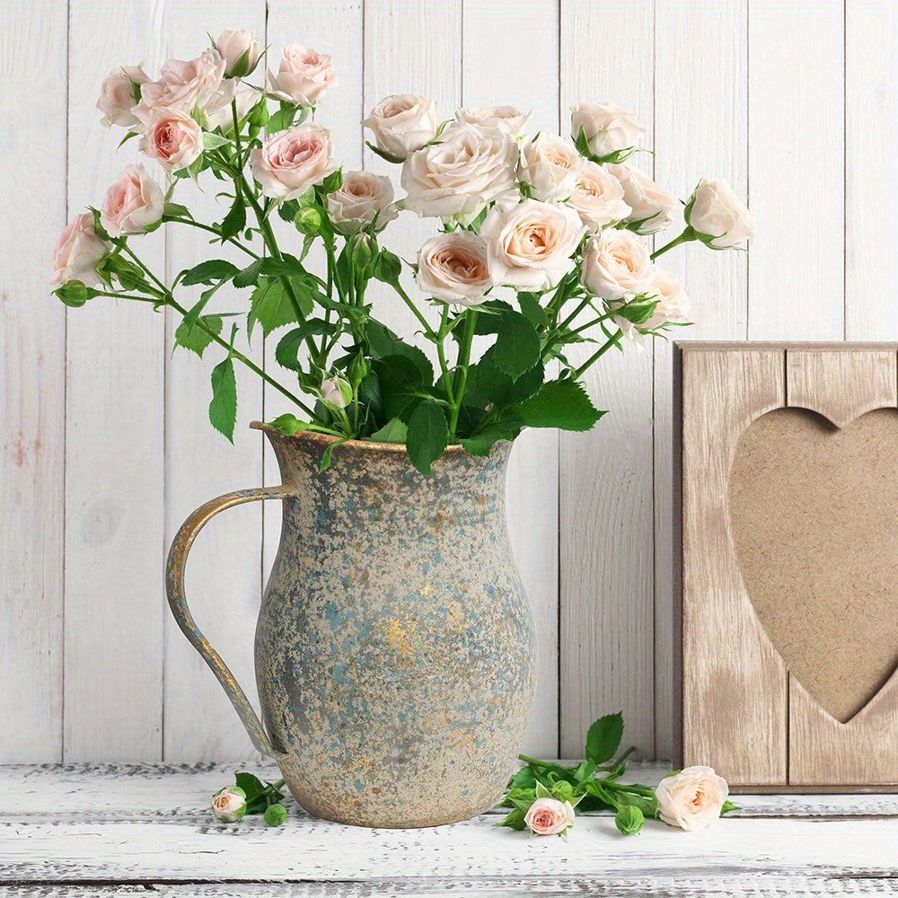 Metal Vintage Vase Farmhouse Decorative Pitcher Rustic Shabby Chic Vase Vintage Flower Vase