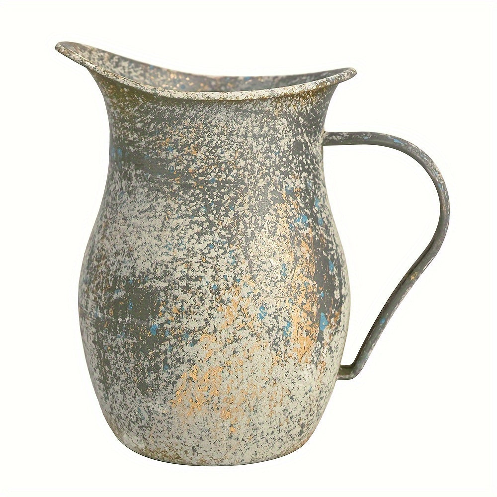 Metal Vintage Vase Farmhouse Decorative Pitcher Rustic Shabby Chic Vase Vintage Flower Vase