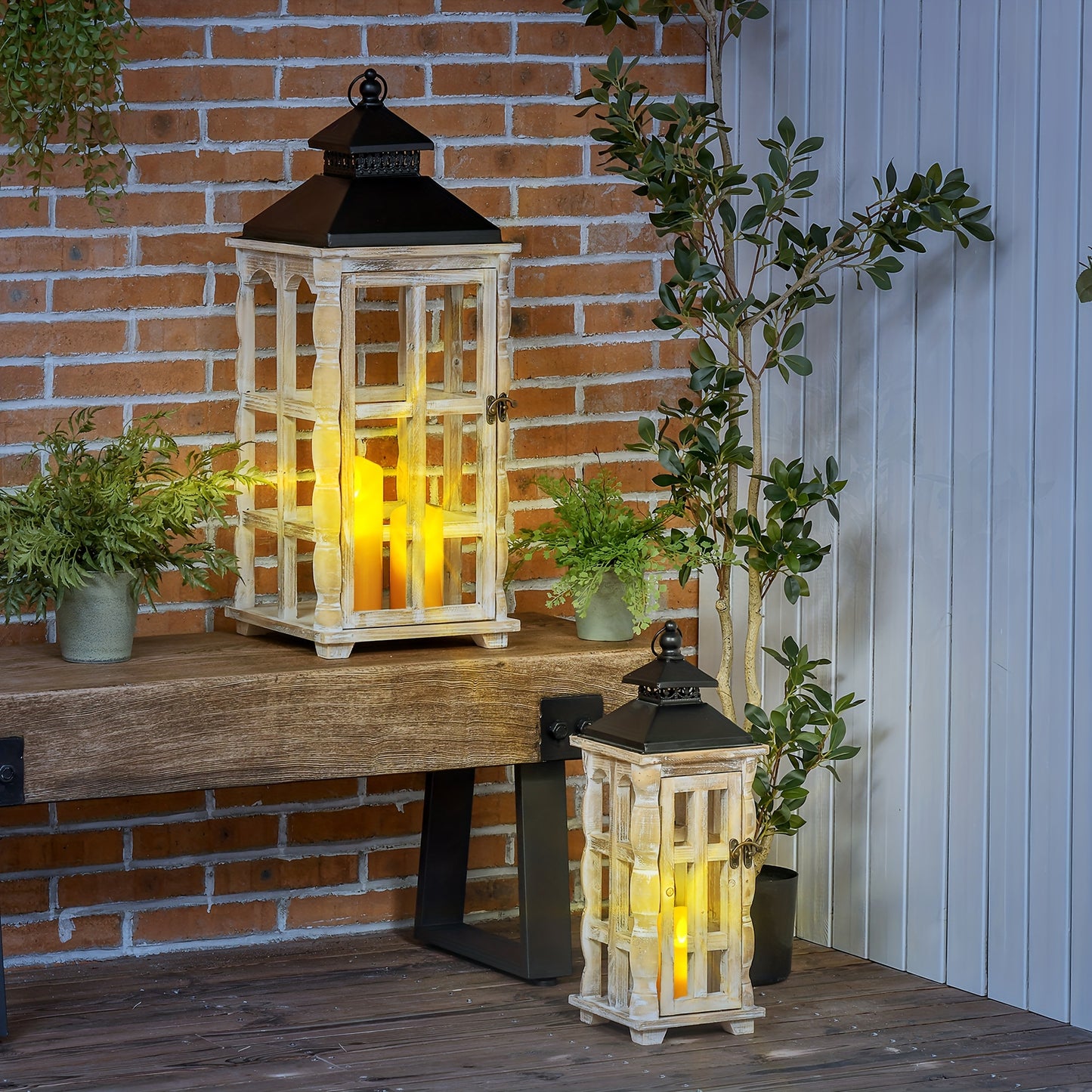 2 Pack 31"/22" Large Rustic Lantern