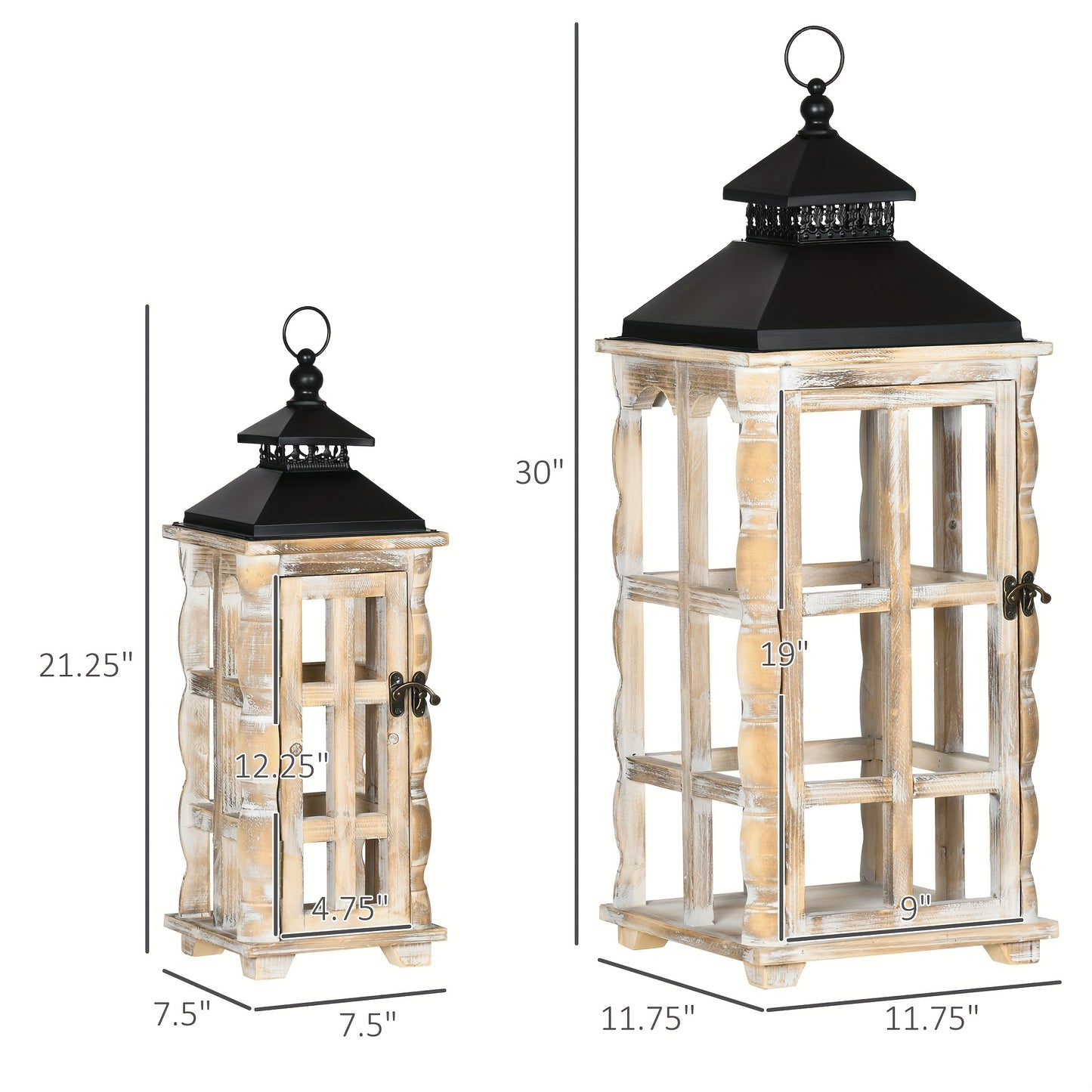 2 Pack 31"/22" Large Rustic Lantern