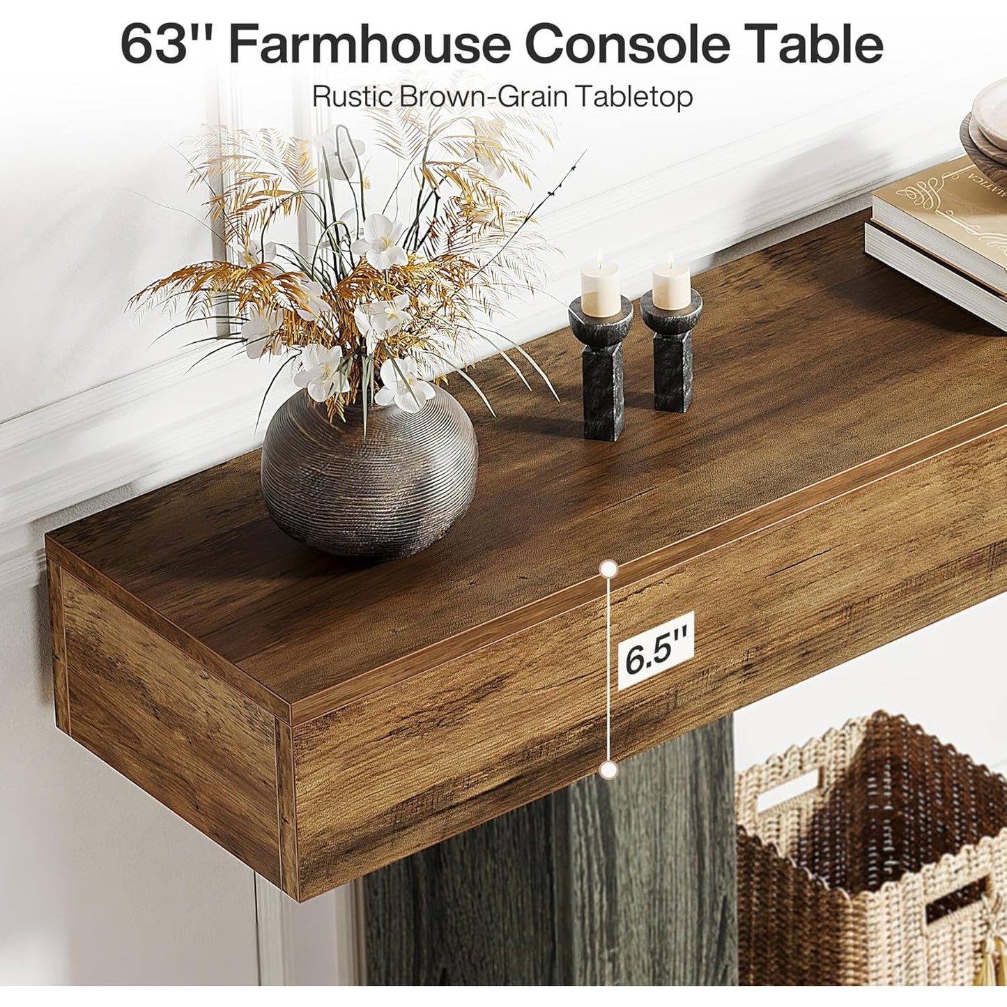 63" Farmhouse 2-Tier Entryway Table