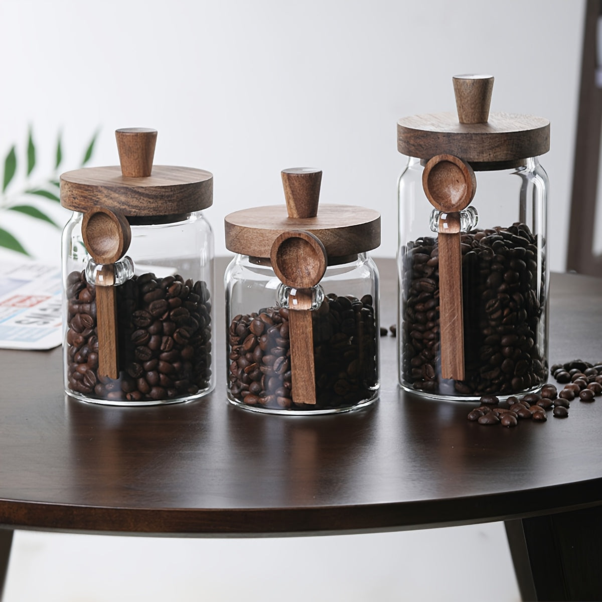 3pcs Glass Storage Jars With Spoons