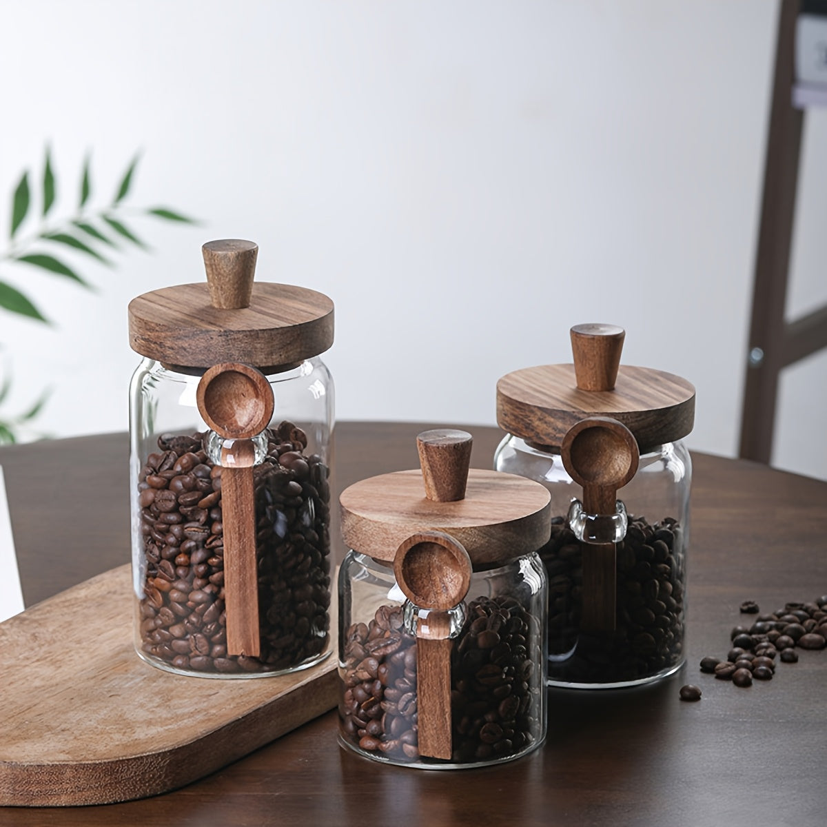 3pcs Glass Storage Jars With Spoons
