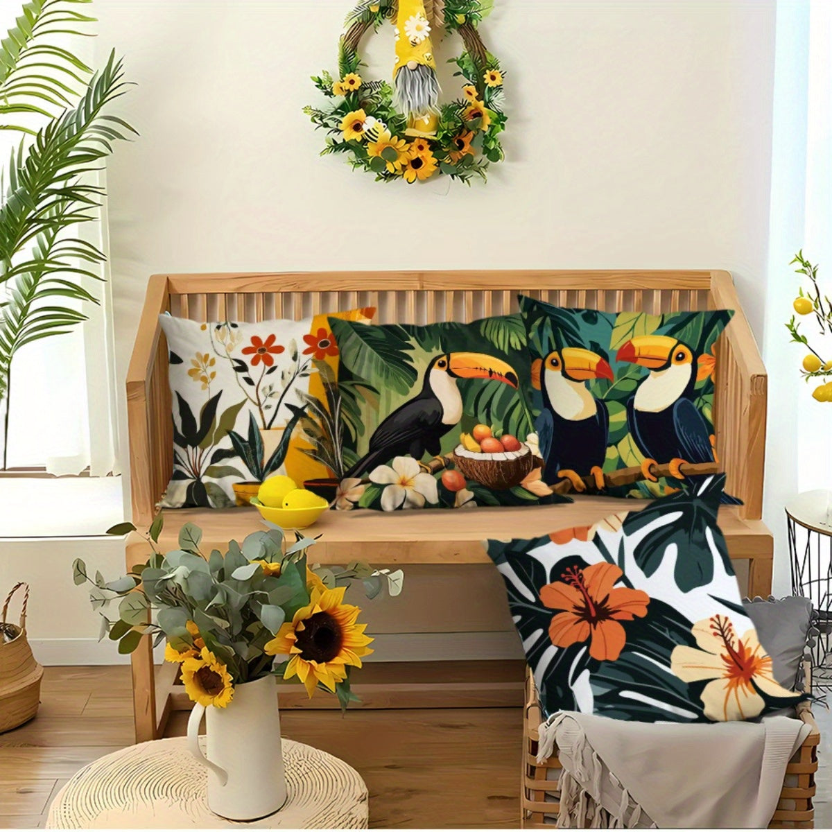 Waterproof Tropical Parrot Print Throw Pillow Covers