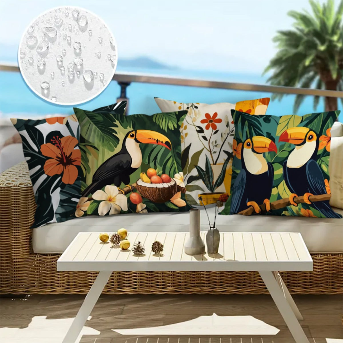 Waterproof Tropical Parrot Print Throw Pillow Covers