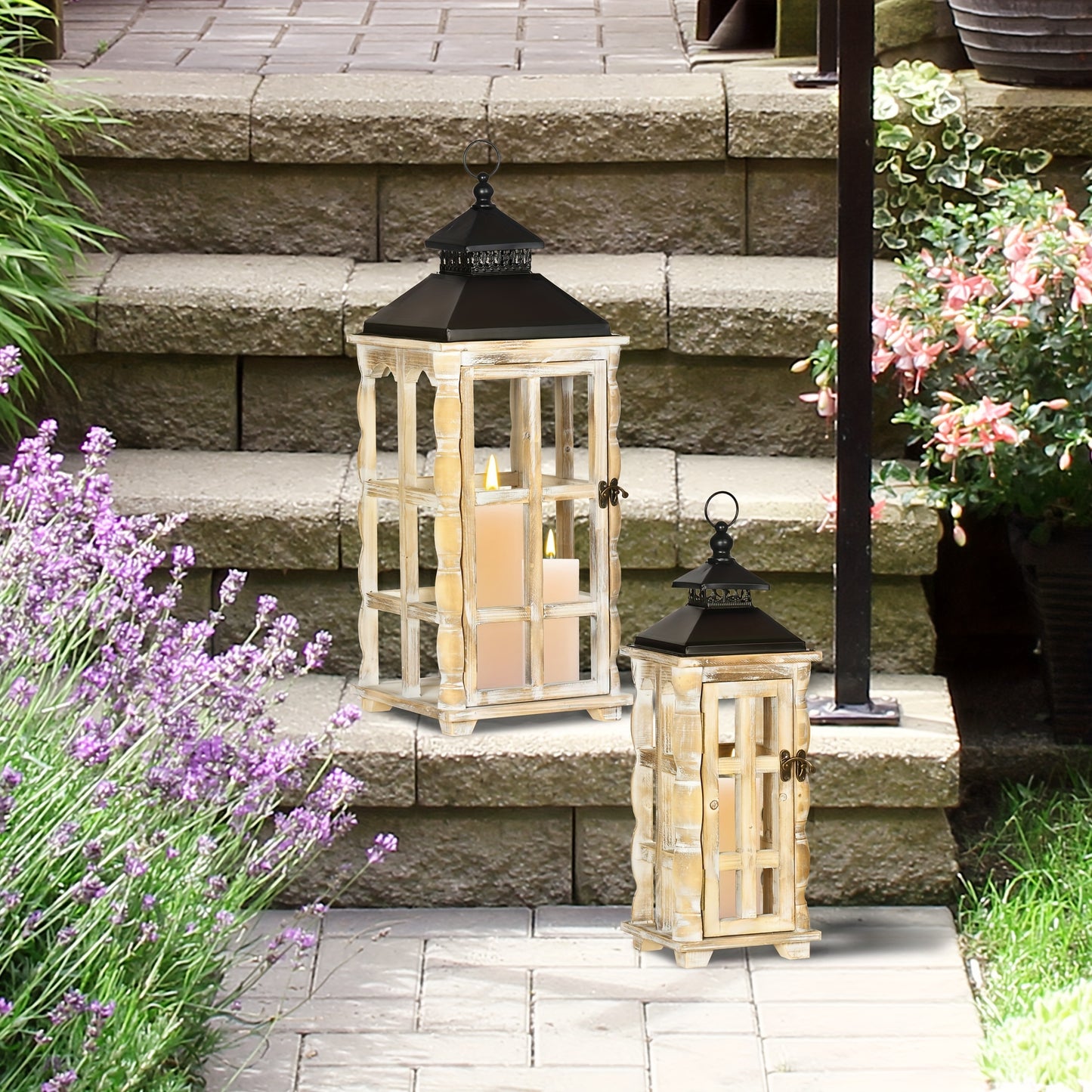 2 Pack 31"/22" Large Rustic Lantern