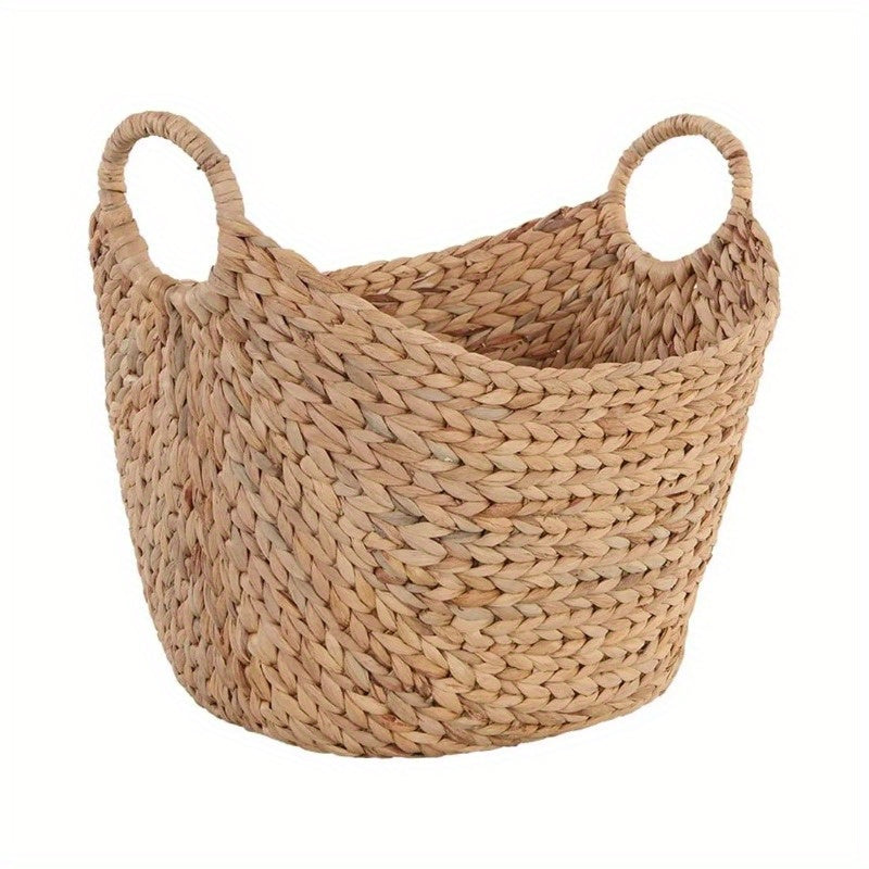 Extra Large Water Hyacinth Boat Basket – Natural Decorative Storage Basket for Shelves, Closets & Living Room Organization | Handwoven Shelf Basket for Blankets, Towels, or Toys