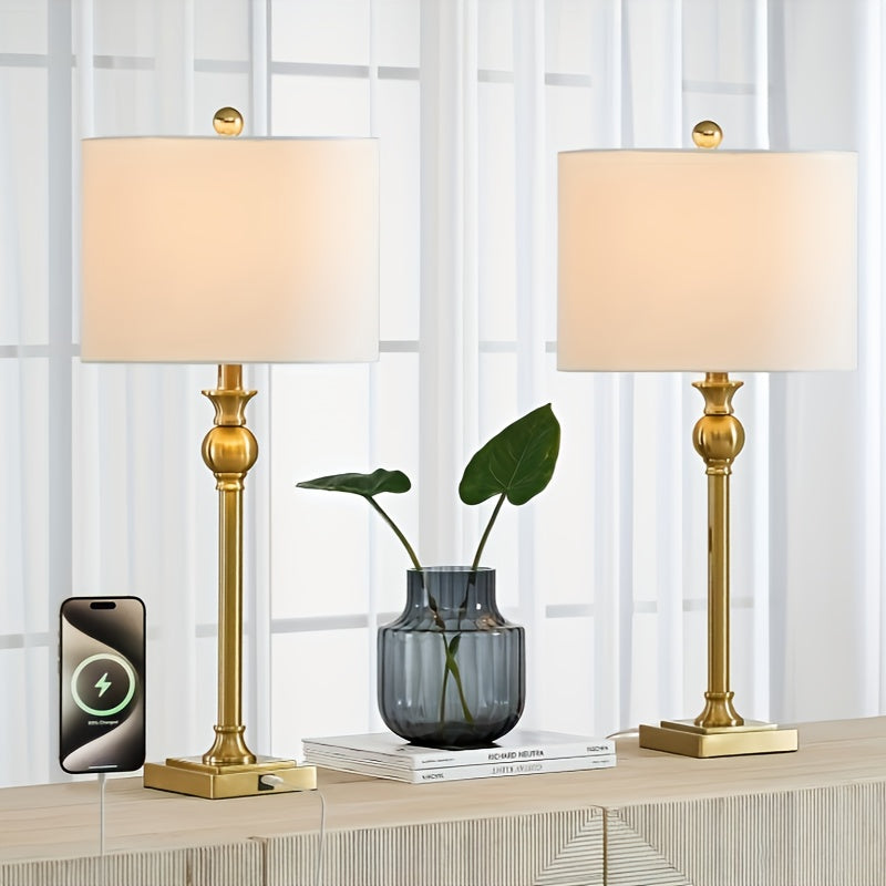 28 Inches Set Of 2, Country Gold Lamps