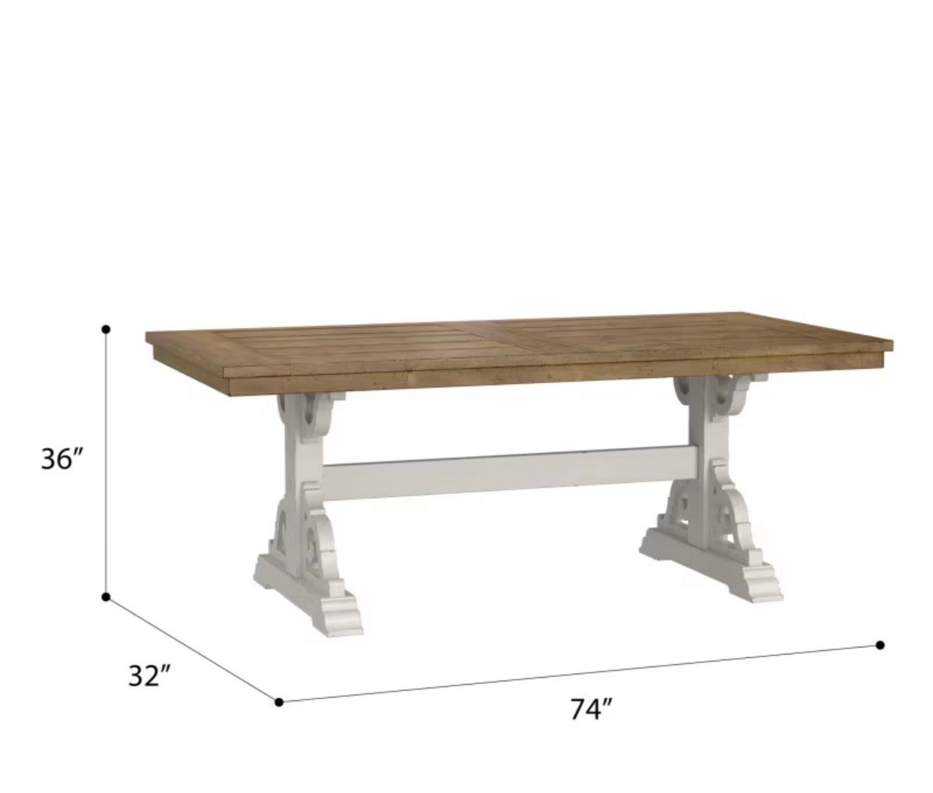 Francesca Two -Toned Trestle Dining Table