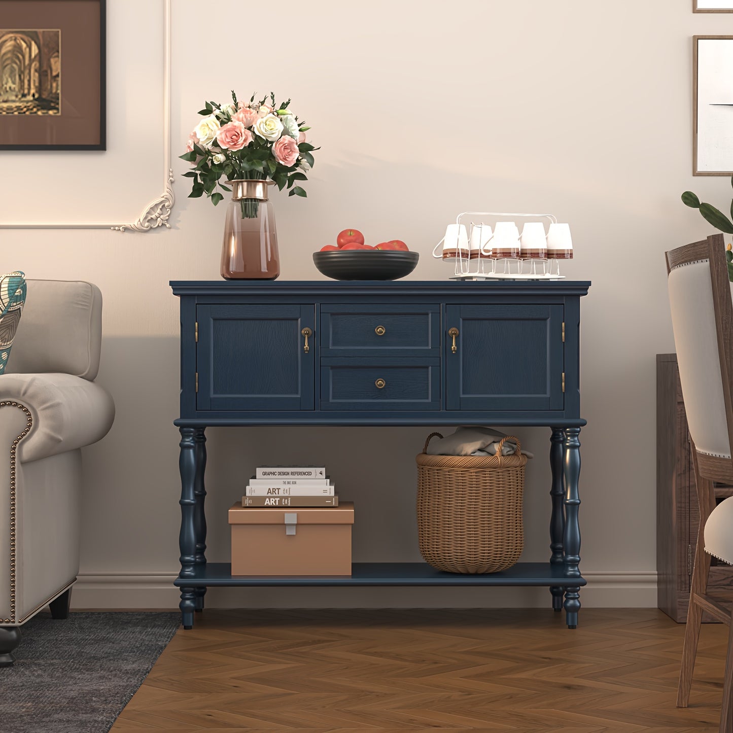 Narrow Entry Table with 2 Doors