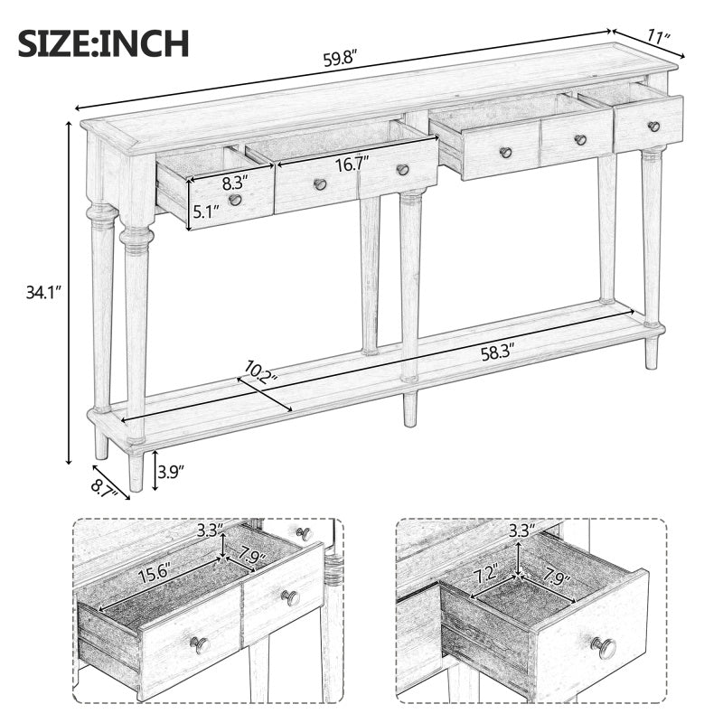 narrow Pine Console Table