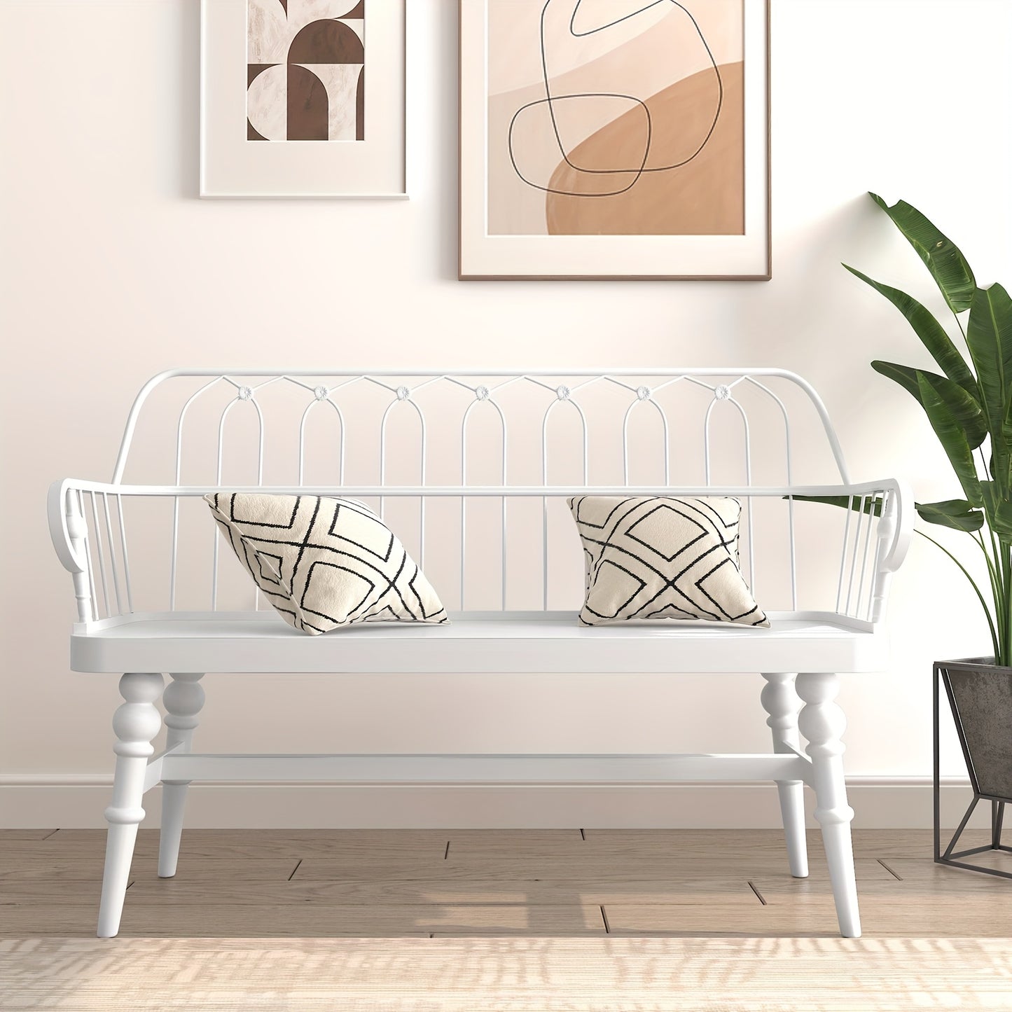 Farmhouse Spindle Back Wooden Bench