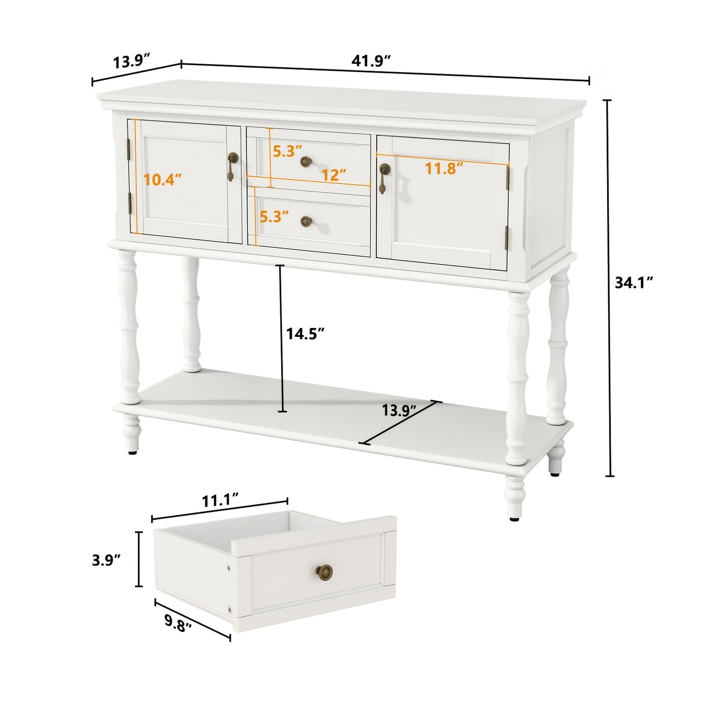 Narrow Entry Table with 2 Doors