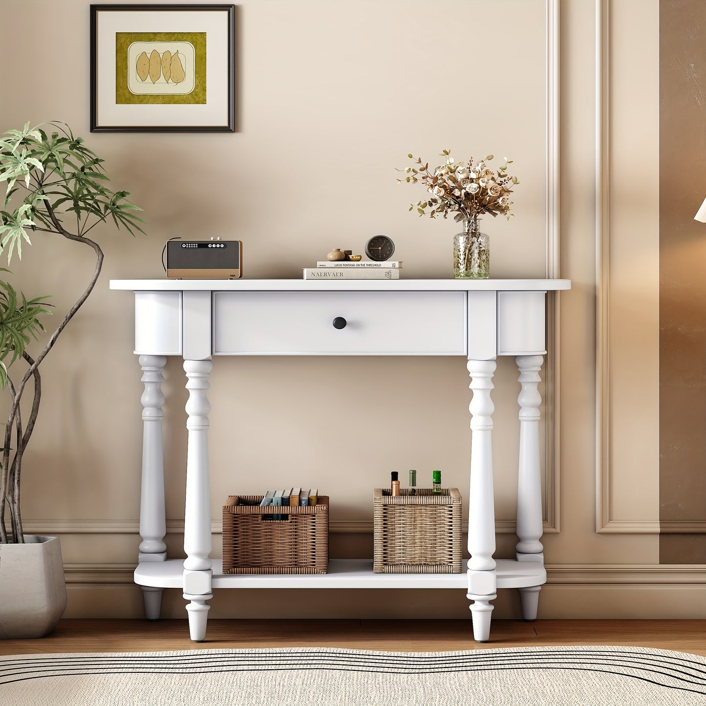 36" Retro Corner-curved Console Table