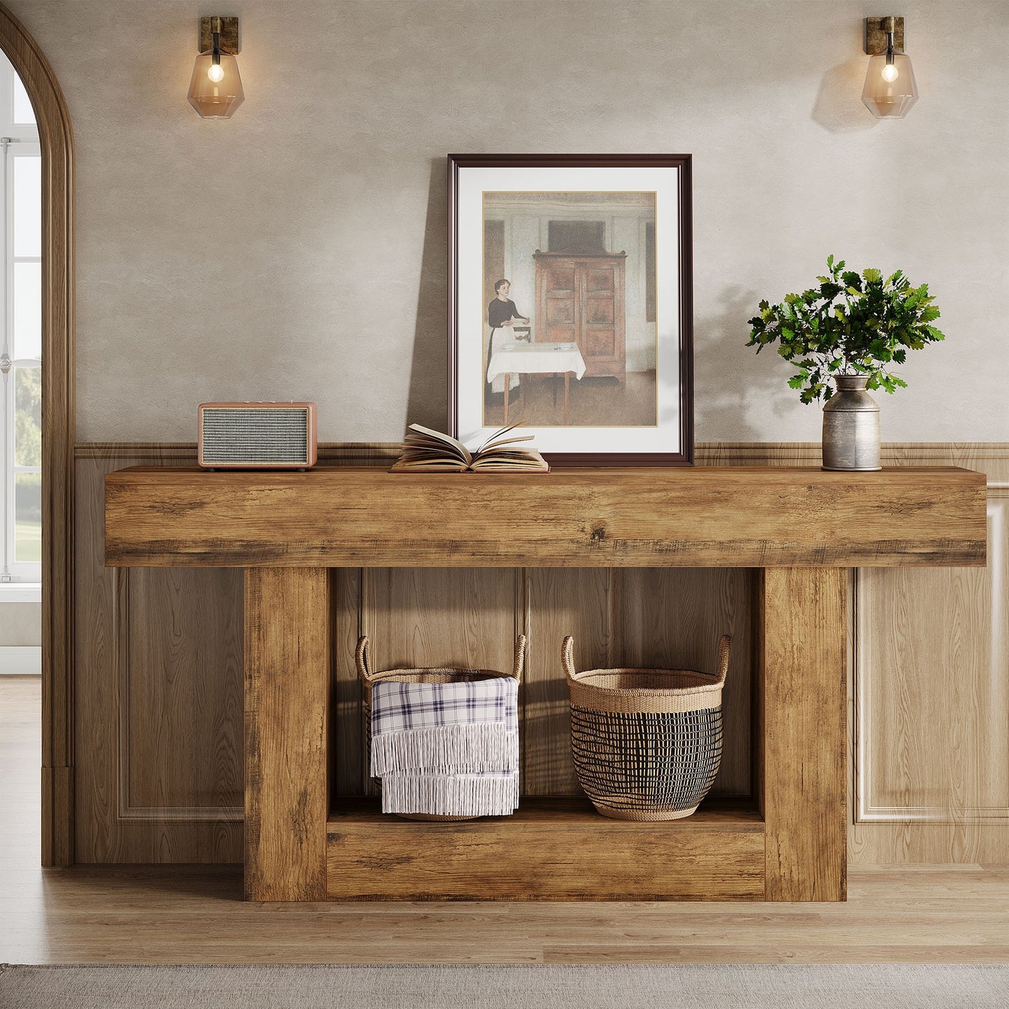 63" Farmhouse 2-Tier Entryway Table