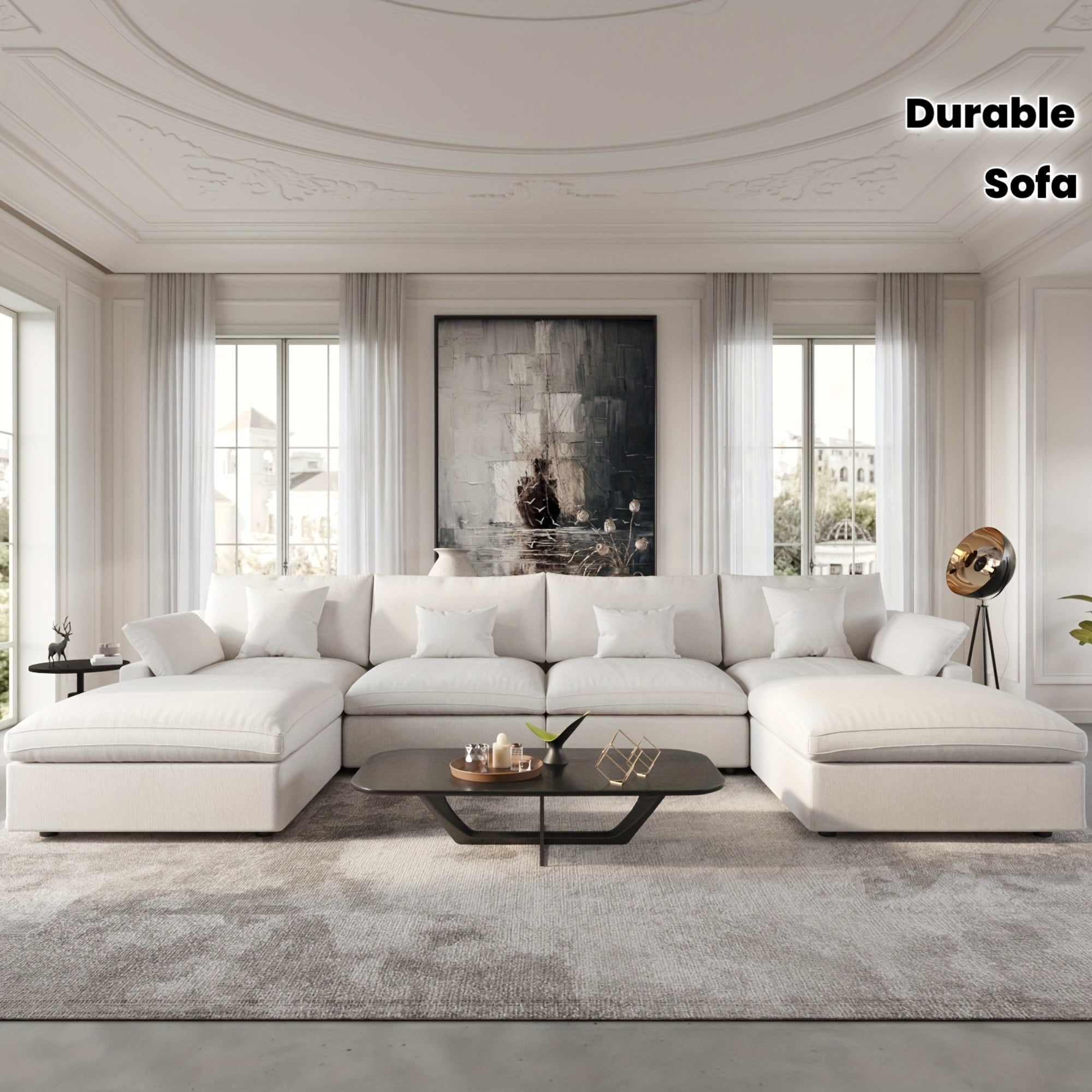 Modular Cloud Sectional Sofa | White Linen-Blend Modern Couch – Chic Woods