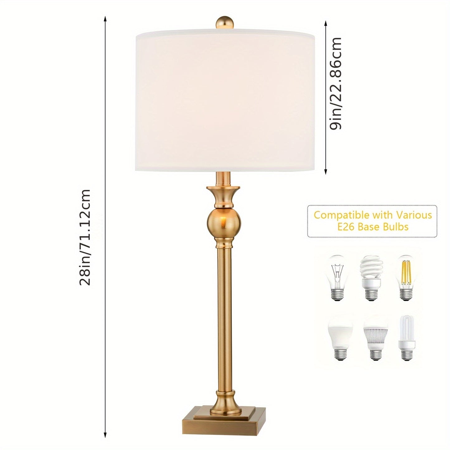 28 Inches Set Of 2, Country Gold Lamps