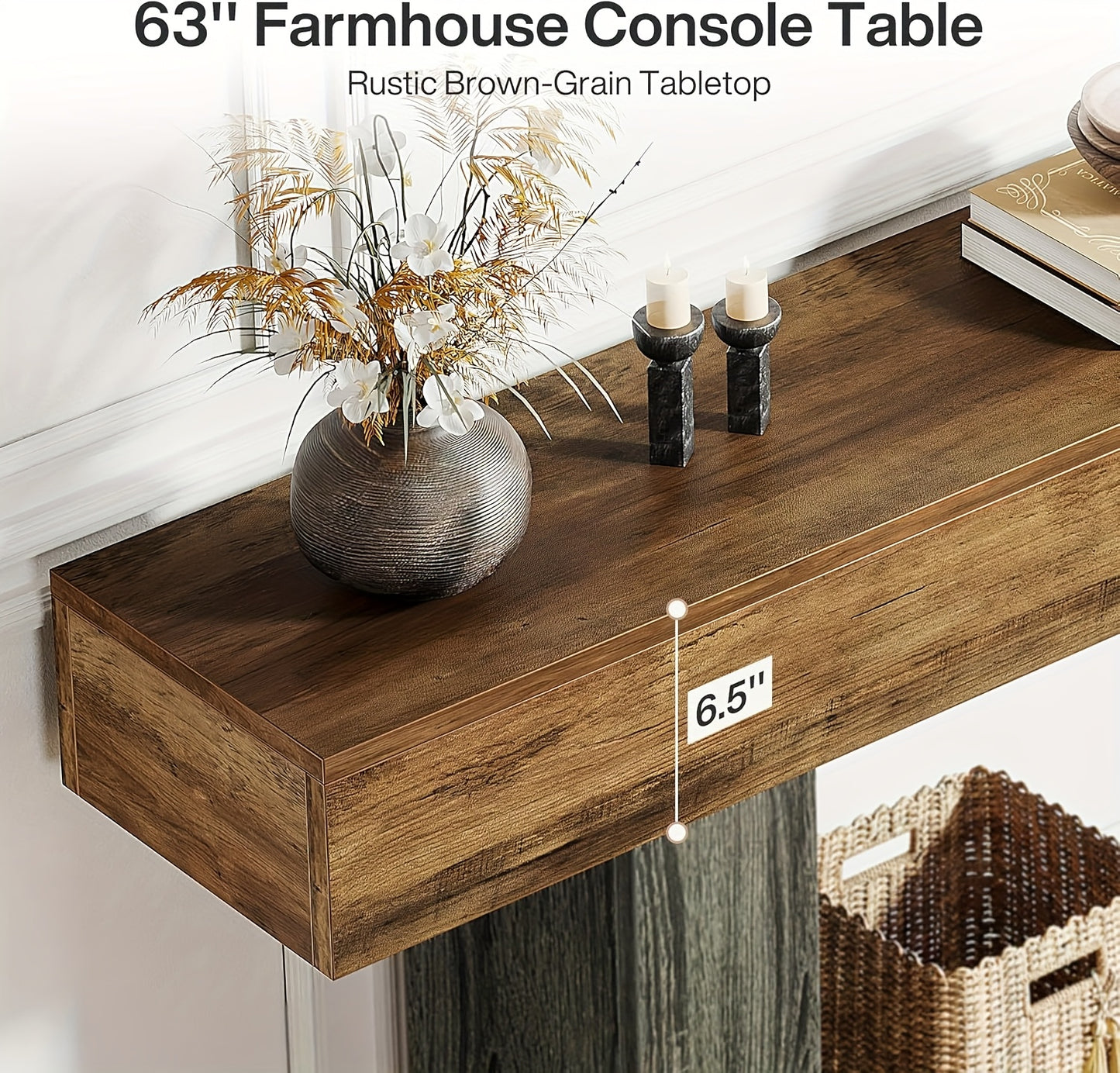 63" Farmhouse 2-Tier Entryway Table