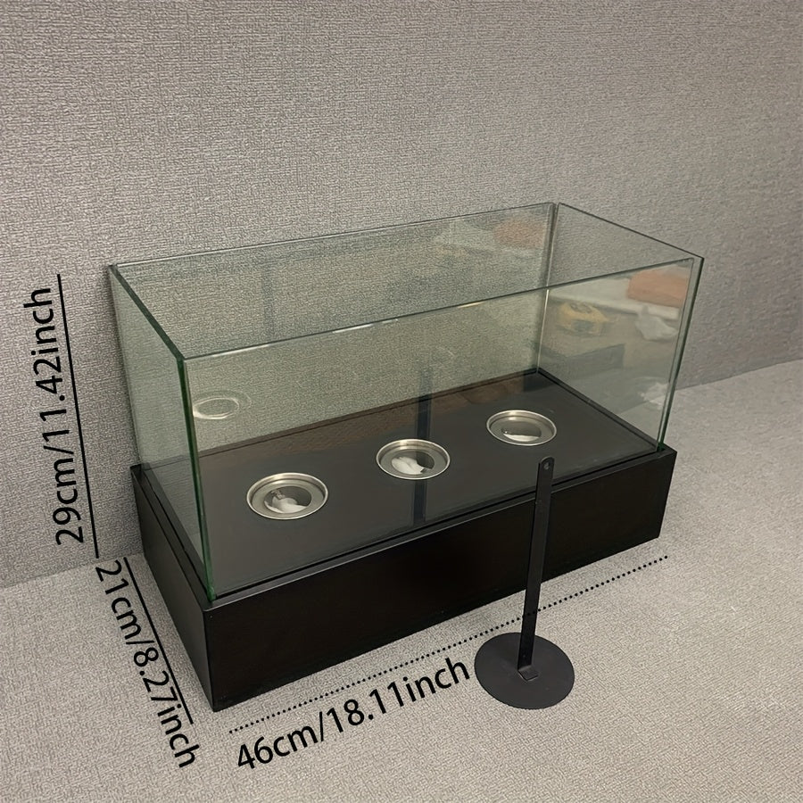 Modern Rectangular Tabletop Fire Pit - Sleek Metal Design with Natural Exhaust, Perfect for Indoor Warmth and Outdoor Gatherings (Alcohol Not Included), Cozy Ambiance | Modern Fire Pit | Tempered Glass