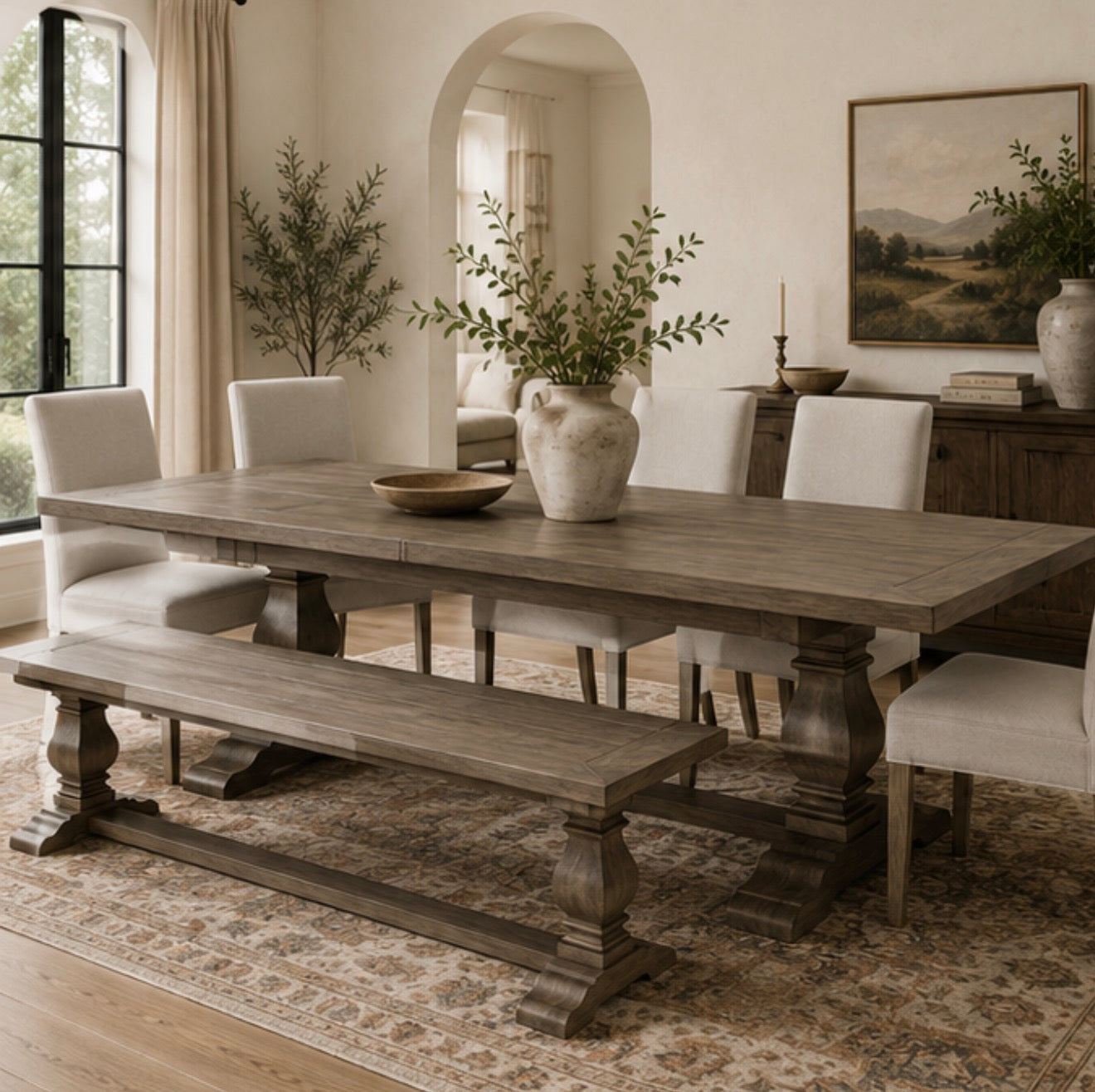 Valentina 78” Solid Wood Trestle Dining Table