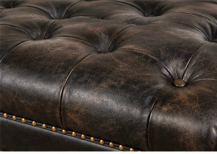 KENSINGTON TUFTED LEATHER OTTOMAN