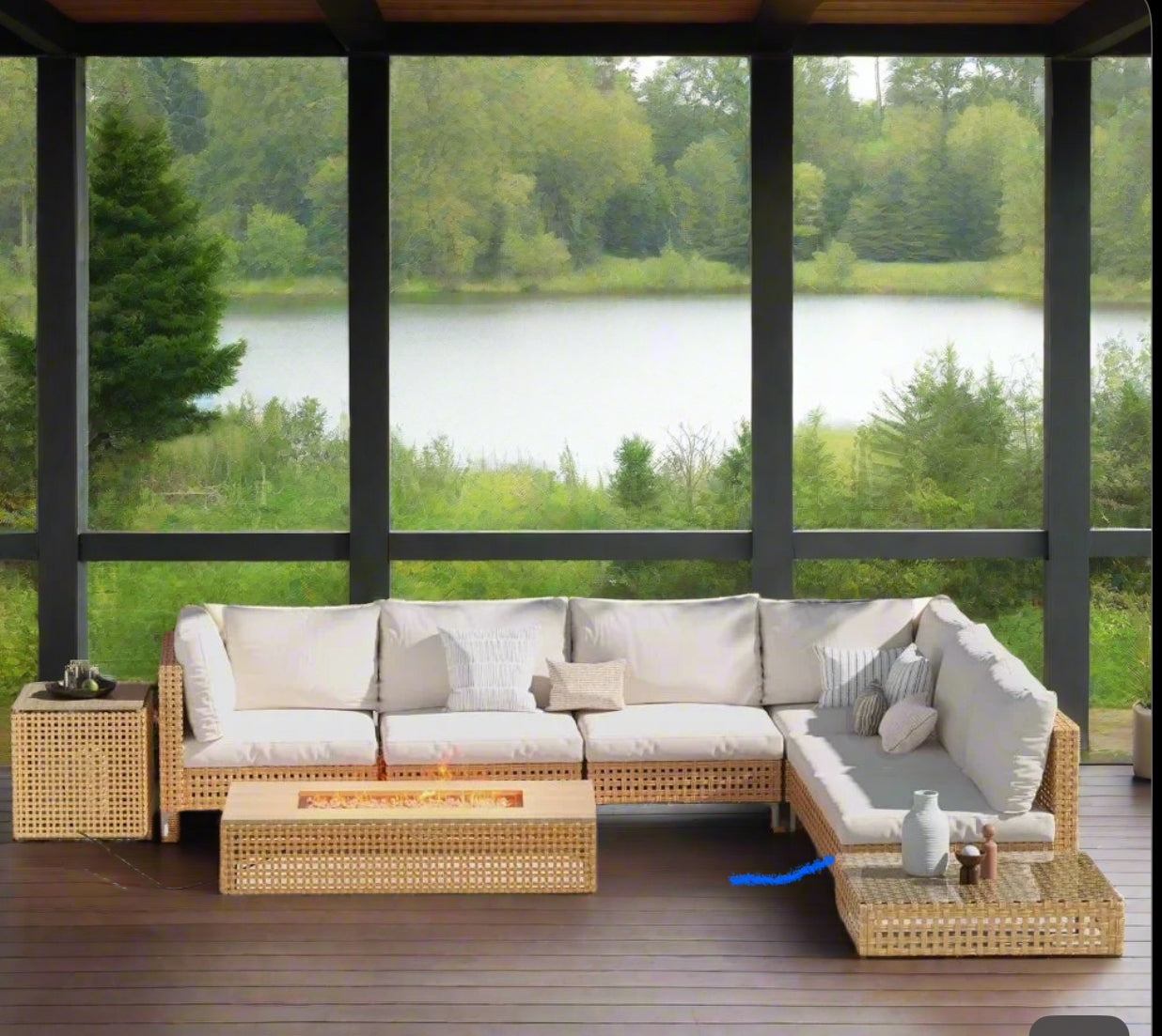 9-Piece Modern Outdoor Sectional with Firepit