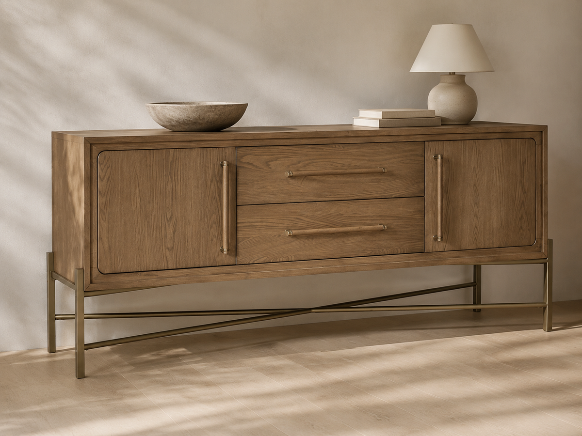 Hollis 72” Sideboard in Weathered Caramel Oak