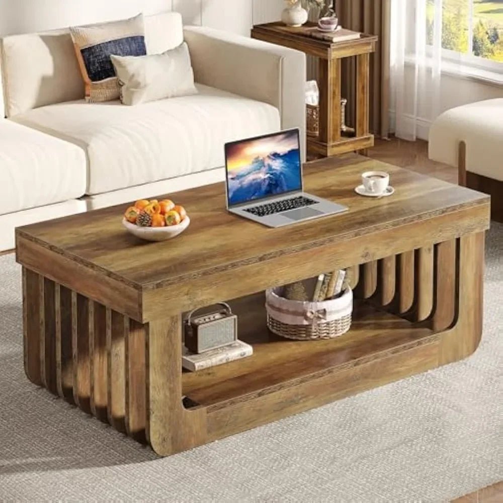 Farmhouse Coffee Table with Storage – 47” Rectangular - solid wood furniture by Chic Woods