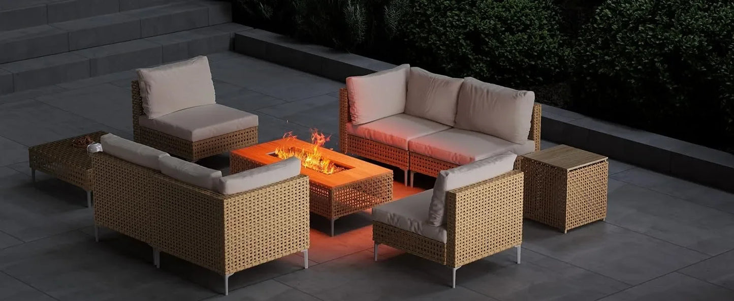 9-Piece Modern Outdoor Sectional with Firepit