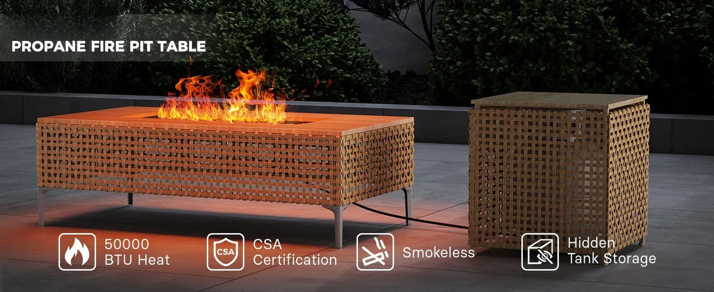 9-Piece Modern Outdoor Sectional with Firepit