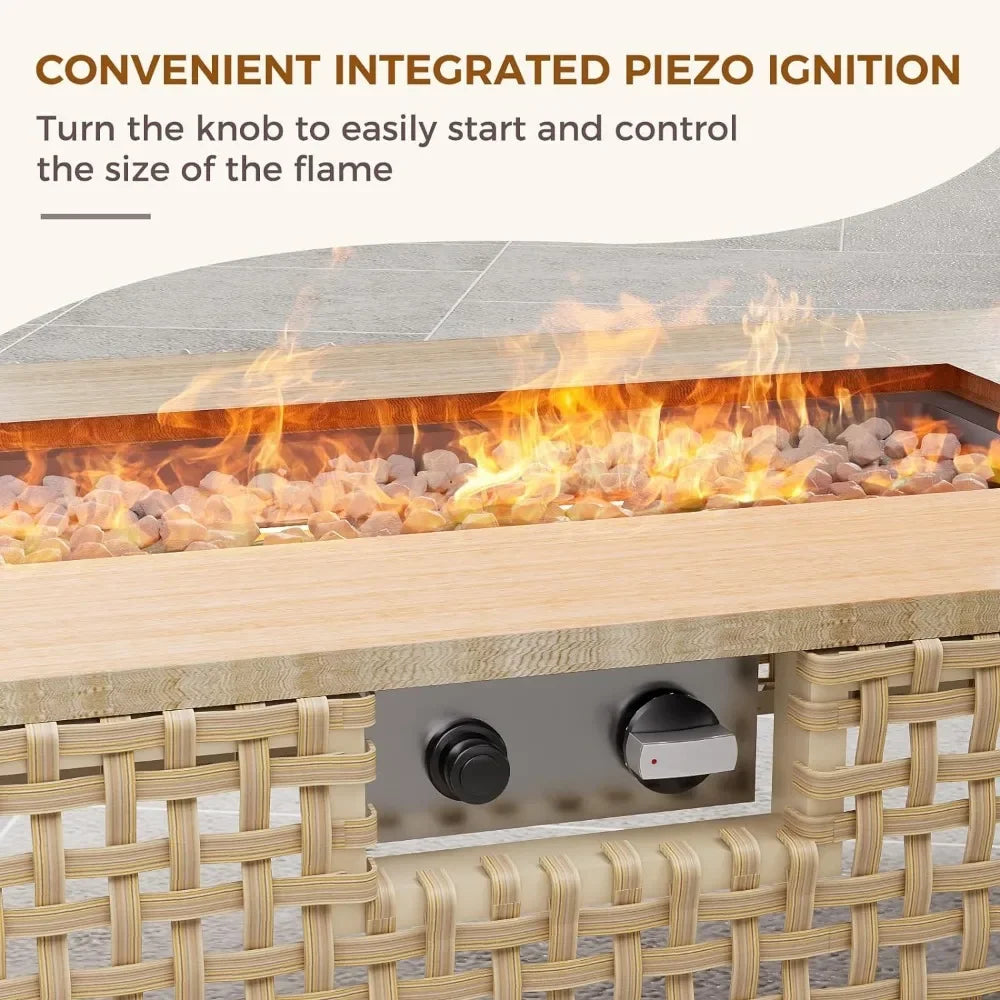 9-Piece Modern Outdoor Sectional with Firepit