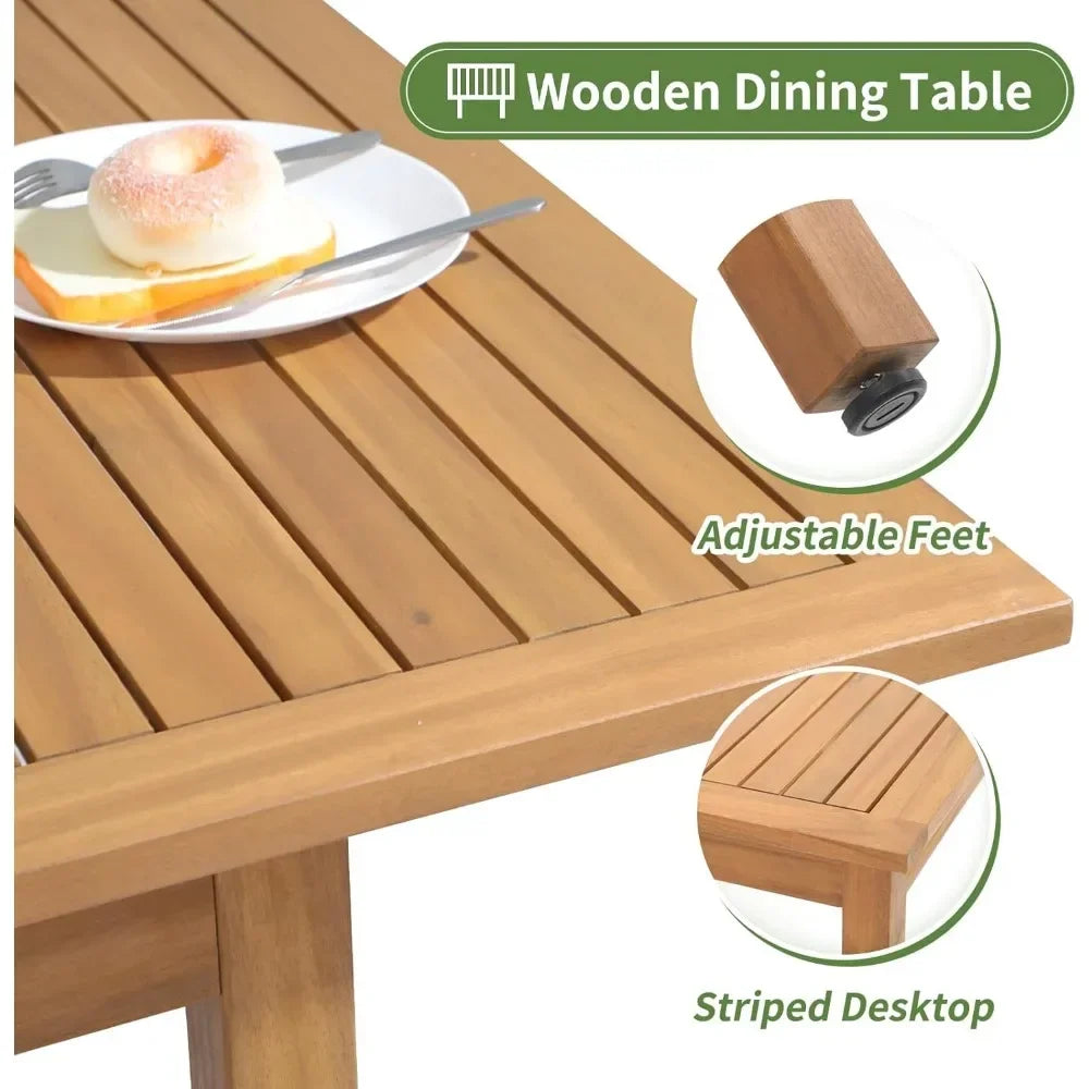 7 Piece Acacia Wood expandable Patio Dining Set