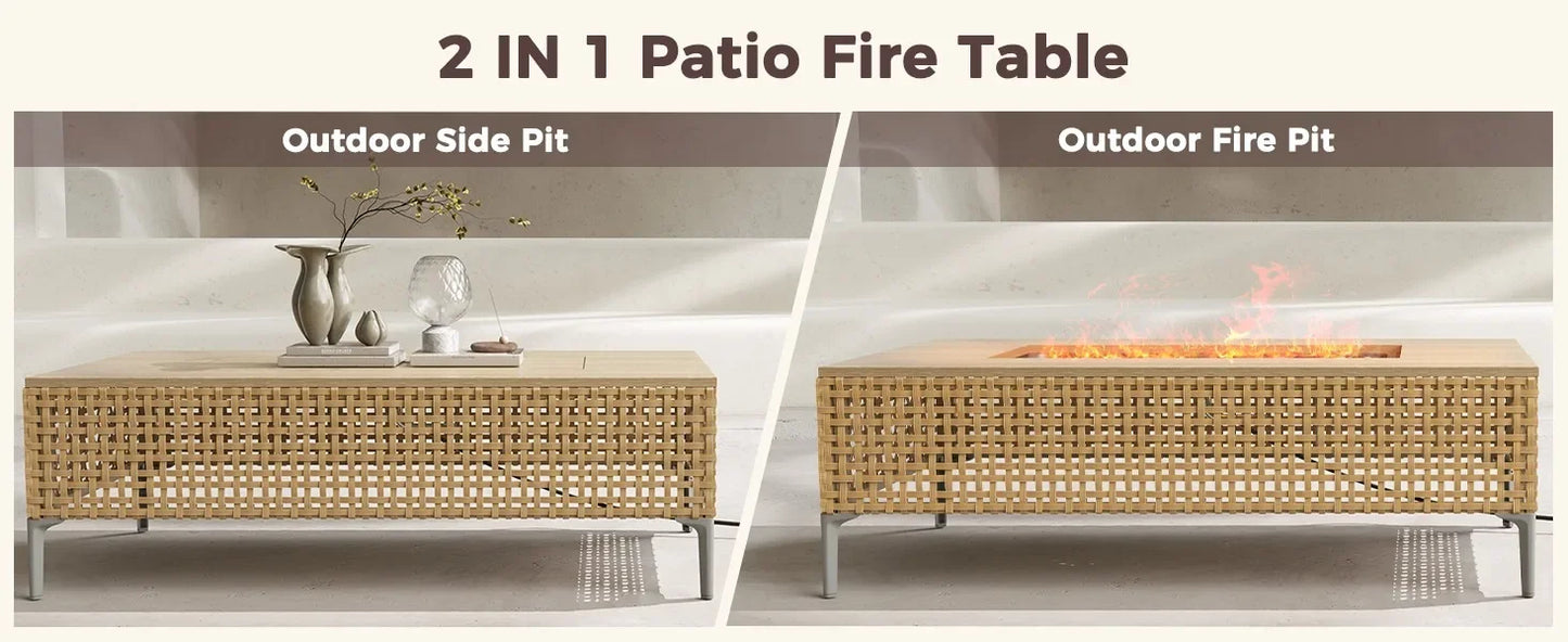 9-Piece Modern Outdoor Sectional with Firepit