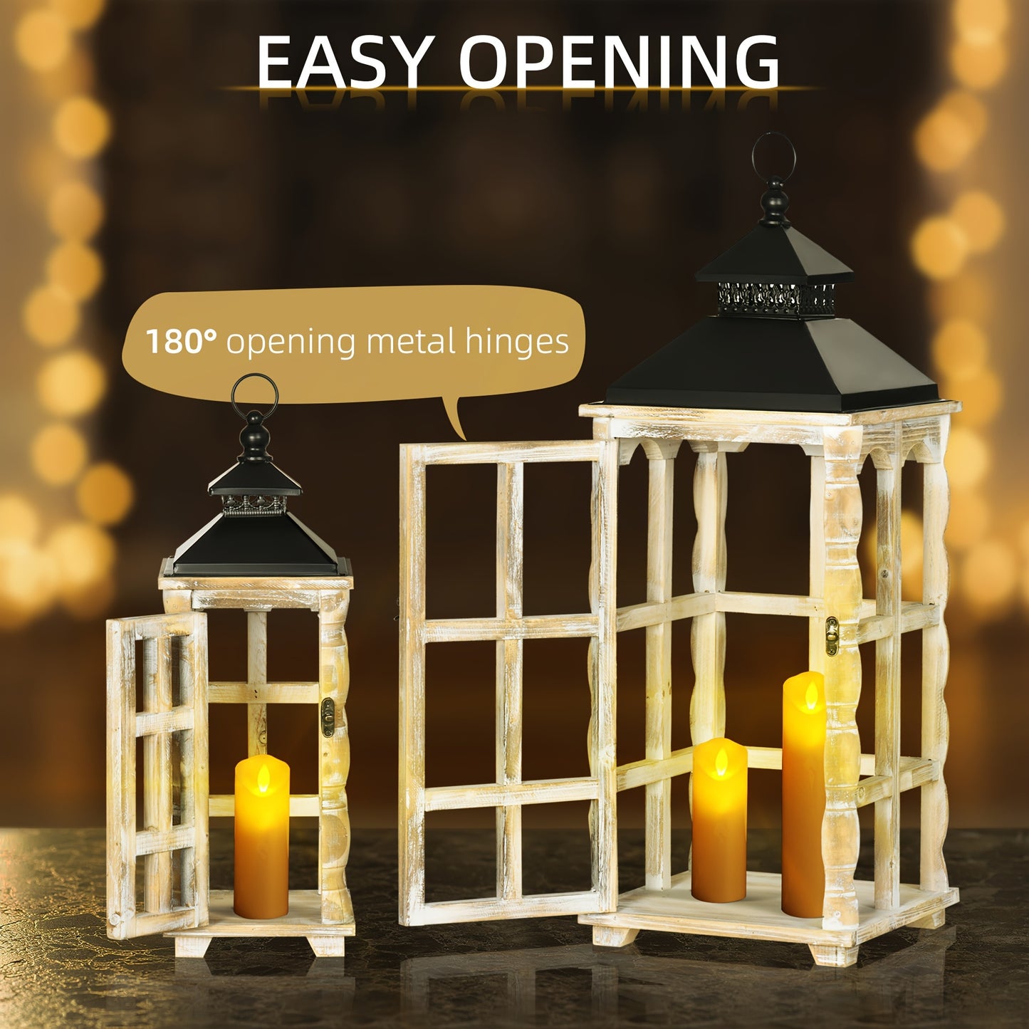 2 Pack 31"/22" Large Rustic Lantern