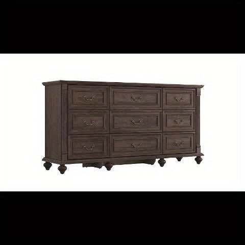 Classic Farmhouse 63″ Dresser with Nine Drawers & Architectural Detailing