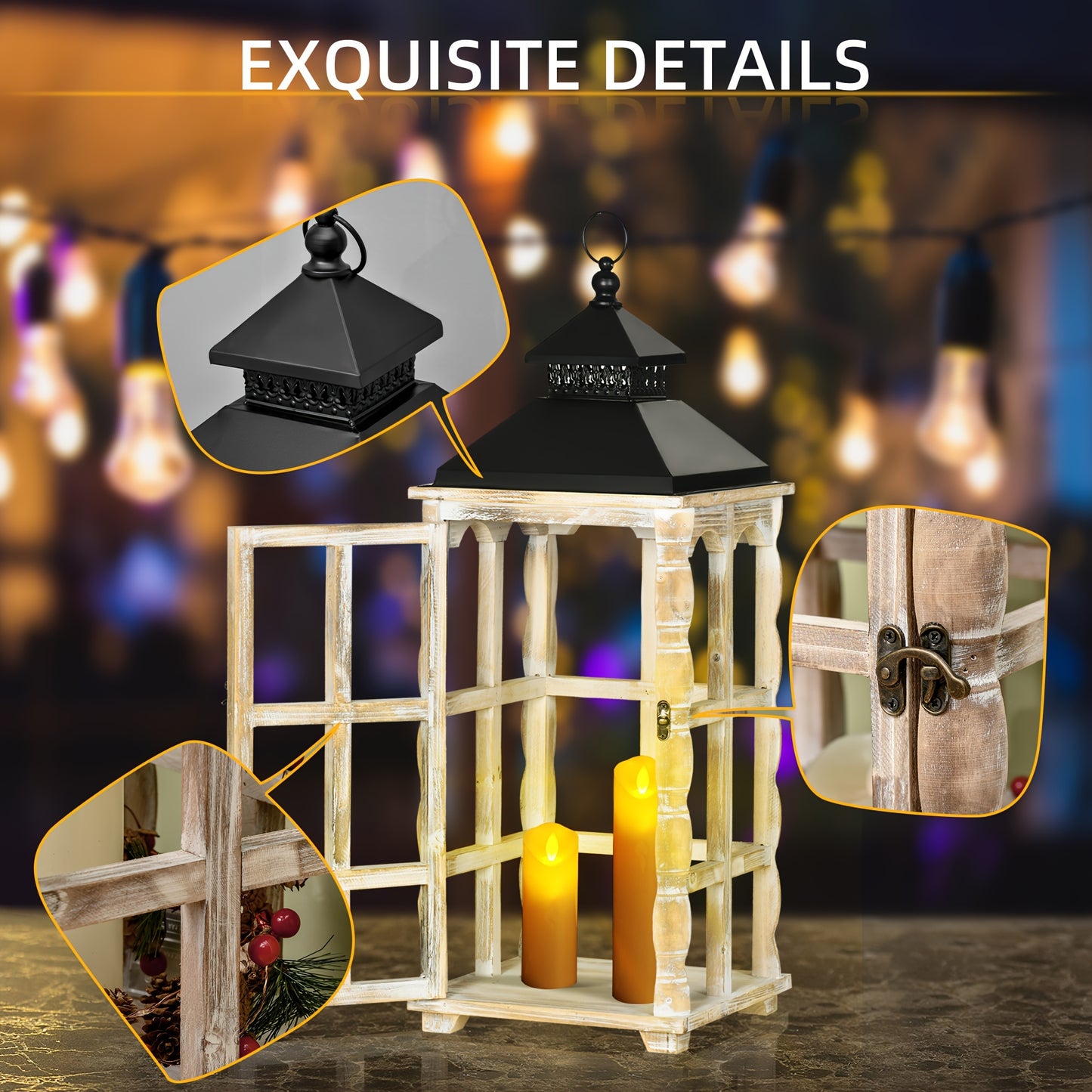 2 Pack 31"/22" Large Rustic Lantern