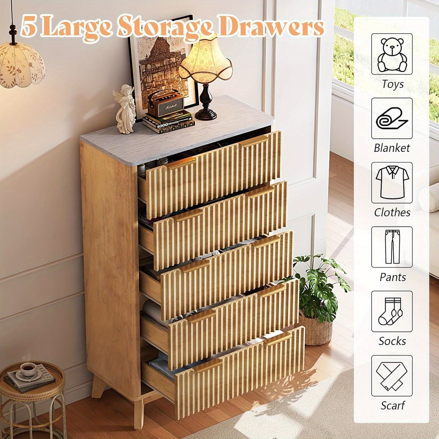 Fluted Bedroom Storage Set – Dresser & Tall Chest (2-Piece Set)