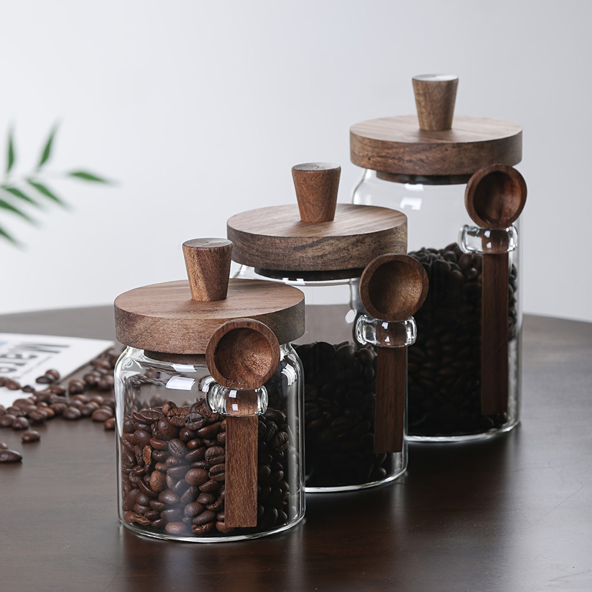 3pcs Glass Storage Jars With Spoons