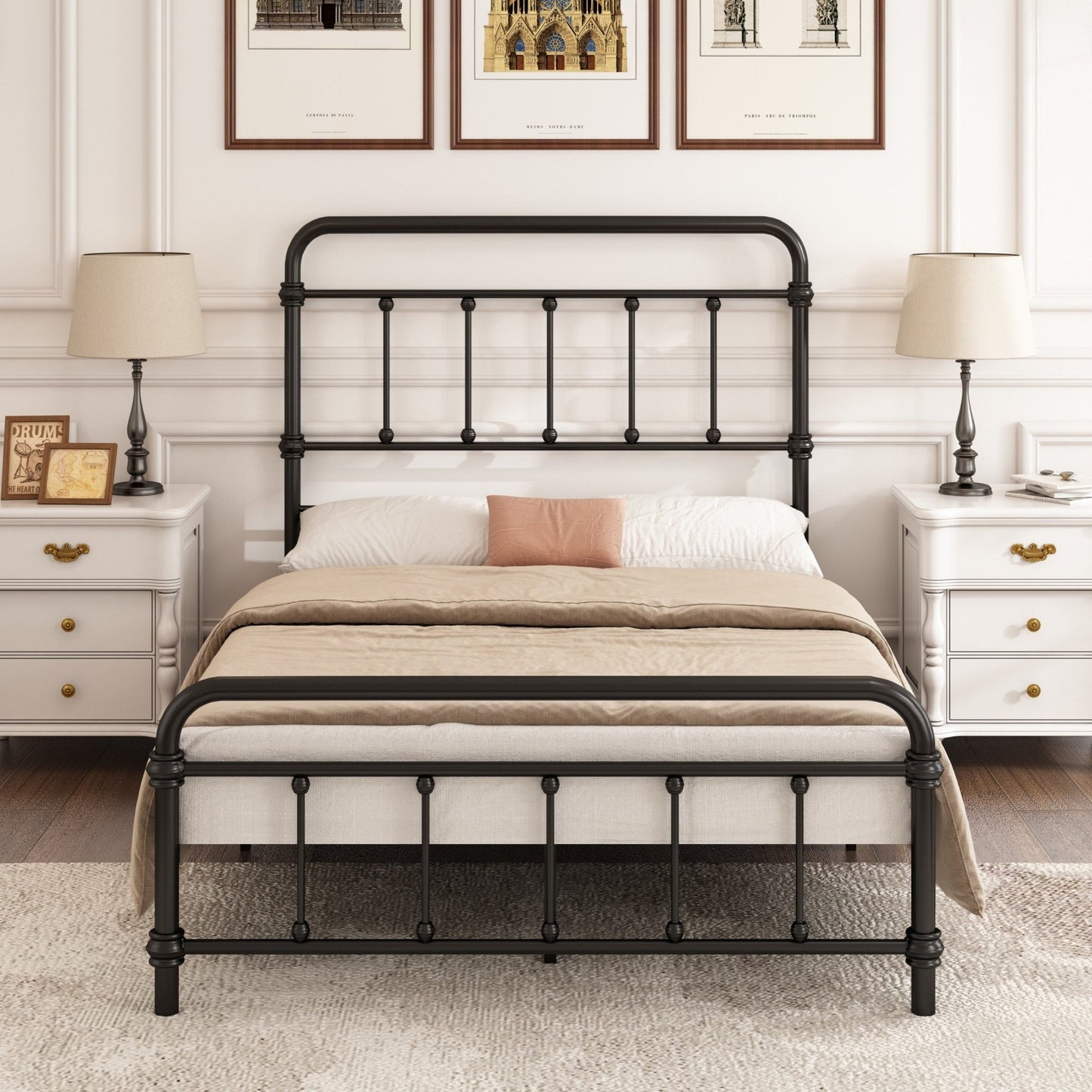 Antique Farmhouse Metal Bed Frame - solid wood furniture by Chic Woods
