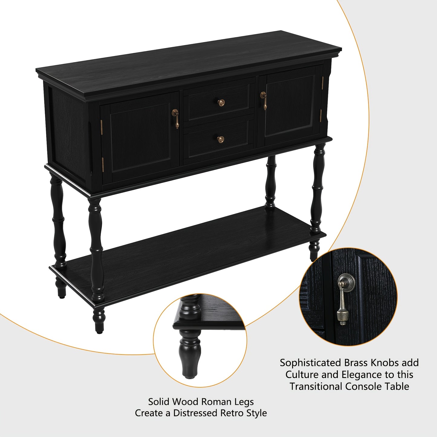 Narrow Entry Table with 2 Doors