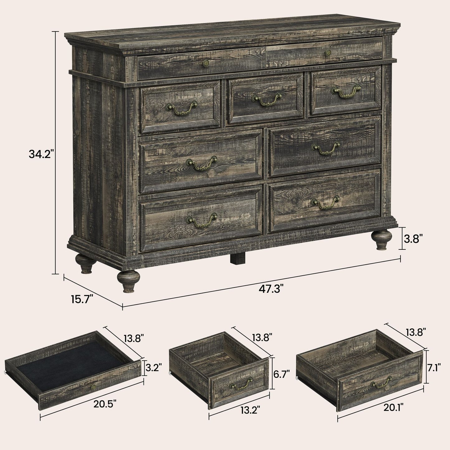 Hawthorne Ridge Nine-Drawer Chest
Spacious Storage Dresser Cabinet with Metal Handles