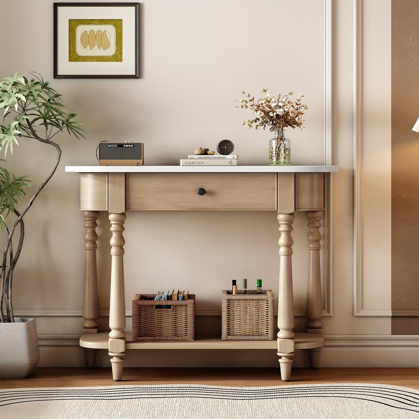 36" Retro Corner-curved Console Table