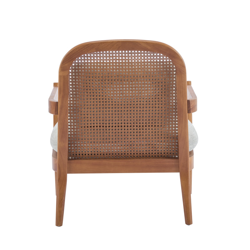 Mid-Century Walnut & Rattan Accent Chairs – Set of Two