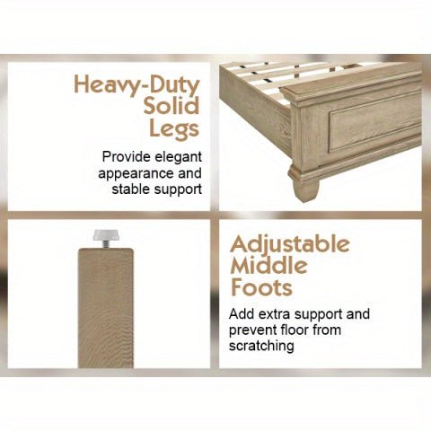 Monroe Mid - Century Upholstered Platform Bed – Solid Wood Frame - solid wood furniture by Chic Woods