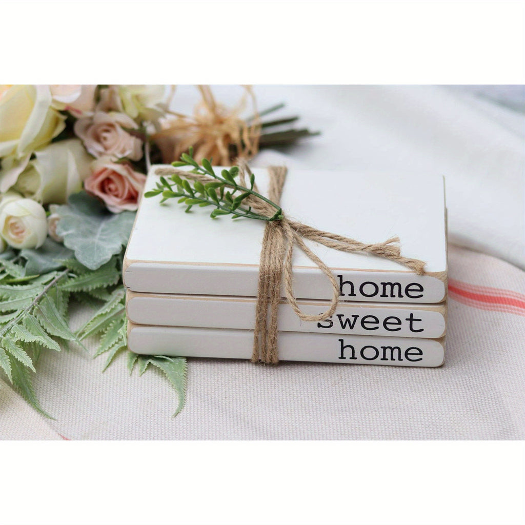 Home Sweet Home Wooden Book Stack – Farmhouse Charm”
