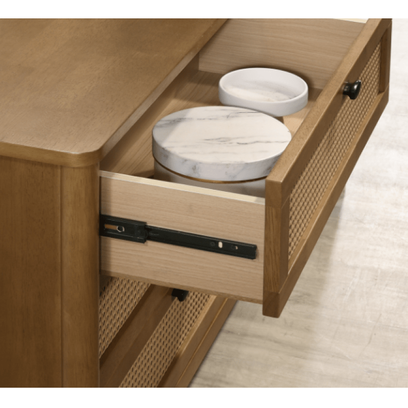 Marquette 6 - Piece Bedroom Set – Corduroy Queen Bed, Rubberwood Furniture Collection - solid wood furniture by Chic Woods