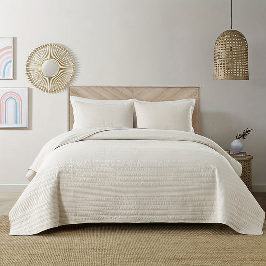 Ultra - Lightweight Embossed Bedding Set – Soft, Breathable 3 - Piece Quilt Set - solid wood furniture by Chic Woods