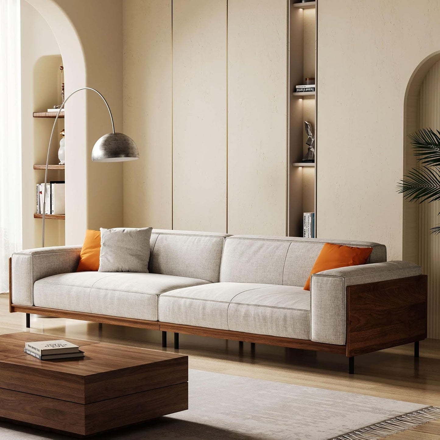 Marcell 111-Inch Extra Wide Fabric Sofa | Solid Wood Frame